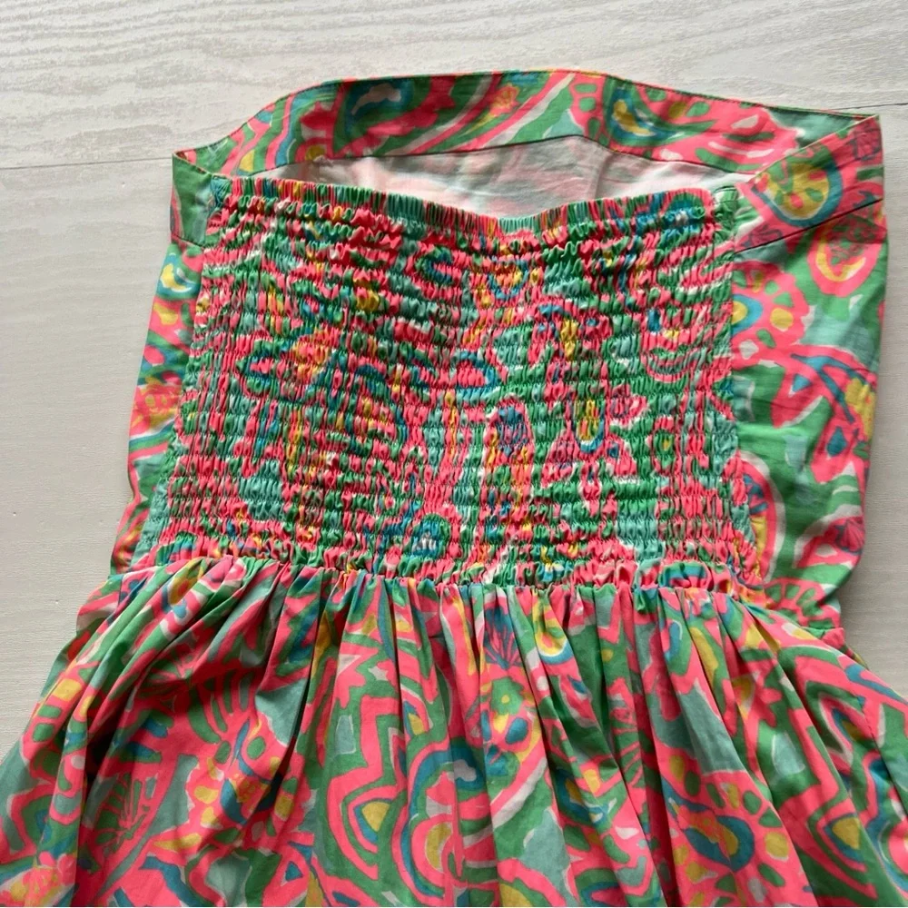 Lilly Pulitzer Chandie Strapless Dress Womens Small Make A Splash Sand Bar - Picture 8 of 14